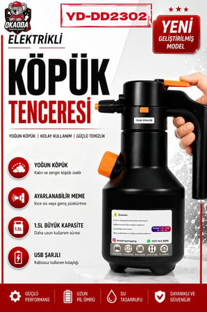 okaoda 🚀okaoda YD-DD2302 Şarj Edilebilir Otomatik Yüksek Basınçlı Ev Tipi Araba Yıkama Temizleme Köpük Püskürtücü