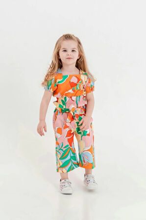 TUFFY Orange Poplin Kumaş Pantolonlu Kız Çocuk Takımı 2-5 Yaş 241290