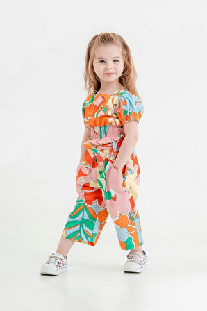 TUFFY Orange Poplin Kumaş Pantolonlu Kız Çocuk Takımı 2-5 Yaş 241290