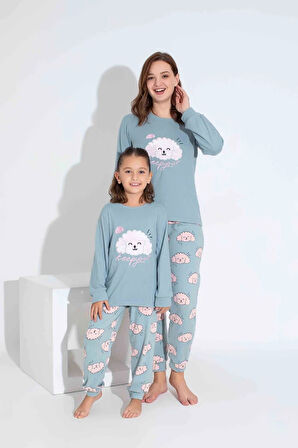 TARP Maviş Köpüş Nakışlı Termal Kız Çocuk Pijama Takımı 5-15 Yaş 2811-2812-M