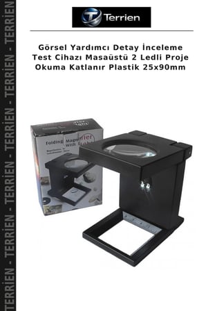 Görsel Yardımcı Detay İnceleme Test Cihazı Masaüstü 2 Ledli Proje Okuma Katlanır Plastik 25x90mm