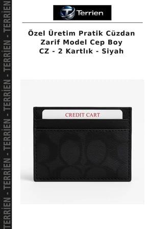 Özel Üretim Pratik Cüzdan Zarif Model Cep Boy CZ - 2 Kartlık - Siyah