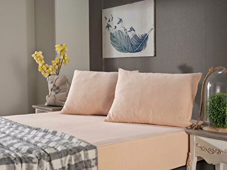 Doqu Home Penye Çarşaf Takımı Çift King Size - Somon