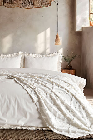 Bohem Serisi Bonivia Nevresim Takımın Çift Kişilik Ekru