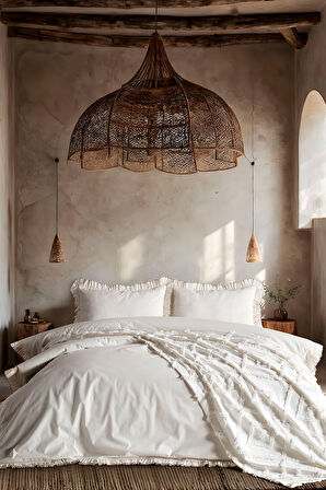 Bohem Serisi Bonivia Nevresim Takımın Çift Kişilik Ekru