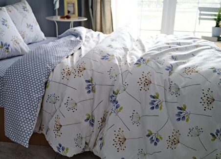 Easy Cotton Nevresim Takımı Flourish Tek King Size - Krem