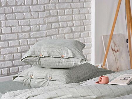 İpliği Boyalı Mabel Nevresim Takımı Çift Kişilik - Yeşil