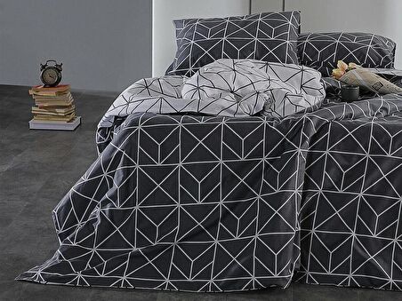 Ranforce Polka Nevresim Takımı Tek King Size - Antrasit