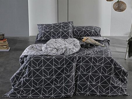 Ranforce Polka Nevresim Takımı Tek King Size - Antrasit