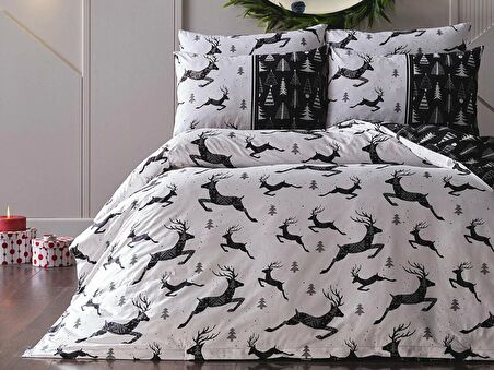 Ranforce New Year Nevresim Takımı Çift King Size - Siyah