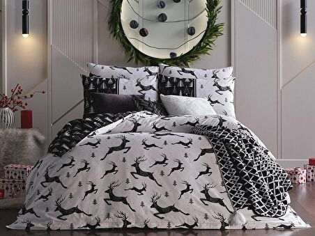 Ranforce New Year Nevresim Takımı Çift King Size - Siyah