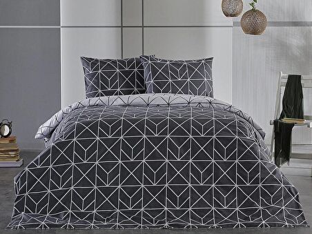 Ranforce Polka Nevresim Takımı Çift King Size - Antrasit
