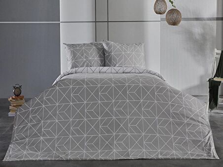 Ranforce Polka Nevresim Takımı Çift King Size - Gri
