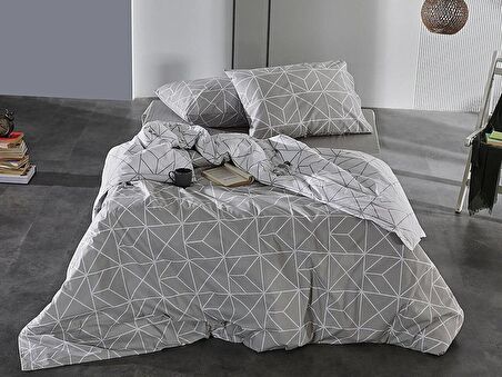 Ranforce Polka Nevresim Takımı Çift King Size - Gri