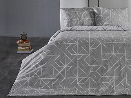 Ranforce Polka Nevresim Takımı Çift King Size - Gri