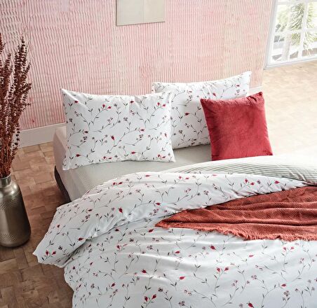 Ranforce Nevresim Takımı Elegan Çift King Size - Beyaz