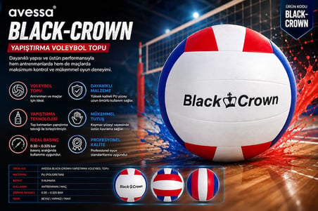 Premium Black-Crown Yapıştırma Voleybol Topu Stok Müsabaka Açık Hava Okul Sporu