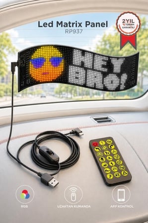 Delux Serisi Dekor Masa Araç Led Matrix Panel 9x37cm RP937 Siyah