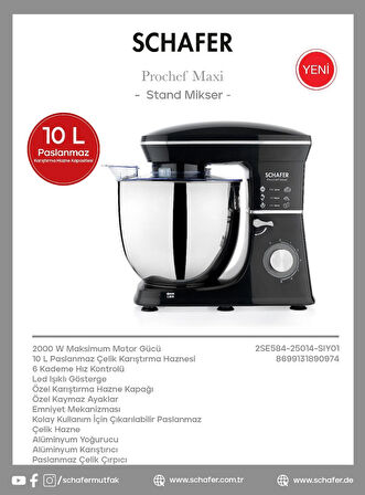 Schafer Prochef Maxi Stand Mikser 10 L Siyah