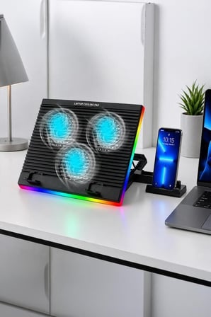 Özel Seri Laptop Soğutucu CF10 Siyah Teknik Destek Ofis Ekipmanı Masa Düzeni