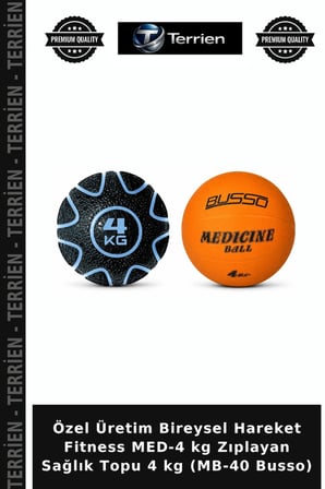 Özel Üretim Bireysel Hareket Fitness MED-4 kg Zıplayan Sağlık Topu 4 kg (MB-40 Busso)