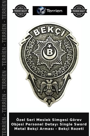 Özel Seri Meslek Simgesi Görev Objesi Personel Detayı Single Sword Metal Bekçi Arması - Bekçi Rozeti