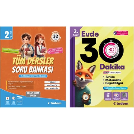 2. SINIF TÜM DERSLER SORU BANKASI + 2. SINIF EVDE 30 DAKİKA