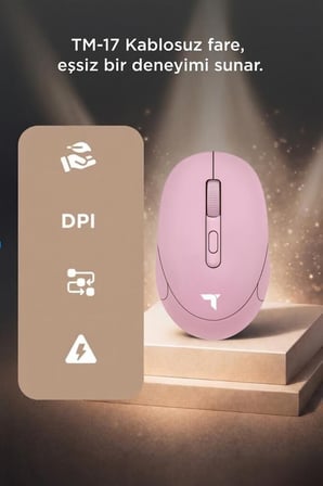Teknoloji Tablet Faresi Çalışma Alanı Mouse Çift Modlu Sessiz Kablosuz Fare TM17 Pembe