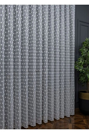 Topcuklu Yuvarlak Daire 2kat Pileli Tül Perde