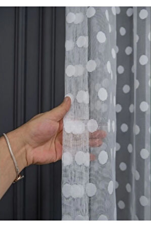 Topcuklu Yuvarlak Daire 2kat Pileli Tül Perde