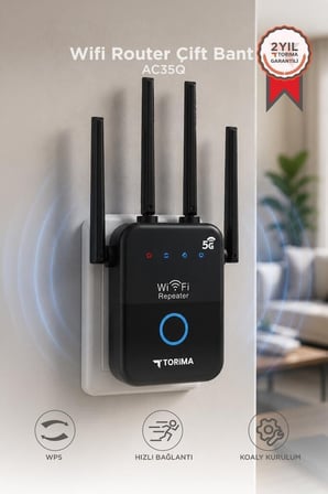 Özel Seri Ag Kablosuz Akış Wifi Router Çift Bant 1600Mbps 4 Anten AC35Q Siyah