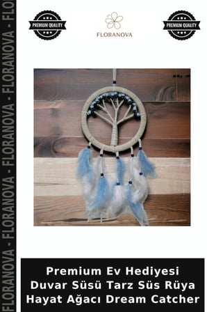 Premium Ev Hediyesi Duvar Süsü Tarz Süs Rüya Hayat Ağacı Dream Catcher