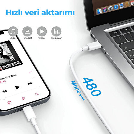 Woyax by Deji Huawei Type-C to Type-C PD Hızlı Şarj ve Data Kablosu 1.2M
