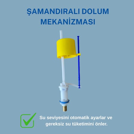Wasseberg Rezervuar İç Takımı Tam Set – Şamandıralı Dolum ve Boşaltma Mekanizması, Pirinç Su Giriş Bağlantılı, Sızdırmaz Conta ve Montaj Aparatları