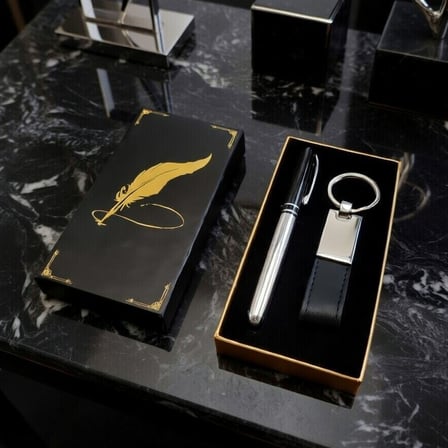Özel Seri Kutu Hediyelik Anahtar Aksesuarı Silver Kalem ve Metal Anahtarlık