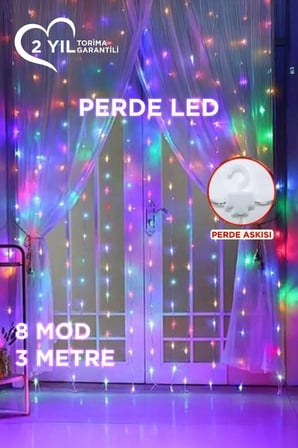 Delux Serisi Perde Led Işıklı Rgb 3x3 Metre LW77 Fon Işığı Aydınlatma Işık Demeti