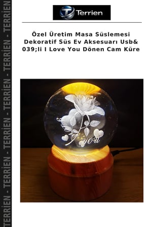 Özel Üretim Masa Süslemesi Dekoratif Süs Ev Aksesuarı Usb& 039;li I Love You Dönen Cam Küre