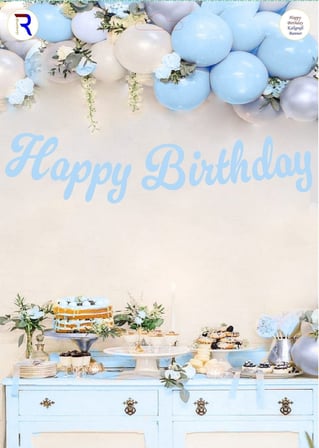 Premium HAPPY BİRTHDAY MAVİ KALİGRAFİ BANNER Doğum Günü Konsepti Kutlama Süsleri Dekor