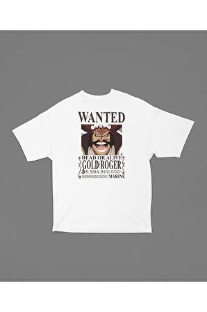 Dead Or Alive Gold Roger Wanted Yazılı Unisex Tişört, Oversize Anime Karakter Tişört