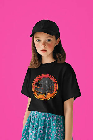 Pubg Kask Baskılı Unisex Oyun Çocuk Tişört (1-12 YAŞ)