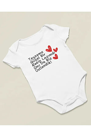 Teyzeme Güzel Bir Rakip Lazımdı Yazılı Pamuklu Yumuşak Unisex Çıtçıtlı Body Zıbın