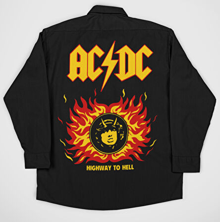 AC DC Müzik Grubu Baskılı Unisex Oversize Rock Metal Gömlek