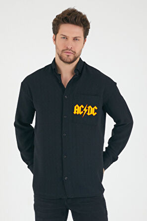 AC DC Müzik Grubu Baskılı Unisex Oversize Rock Metal Gömlek