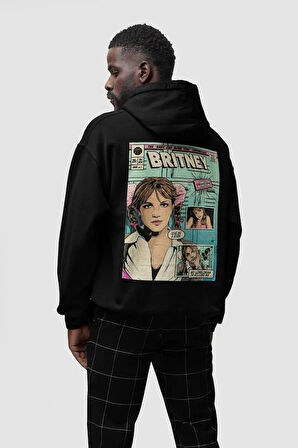 Tasarım Dergi Kapağı Britney Spears Baskılı Unisex Oversize Şarkıcı Hoodie