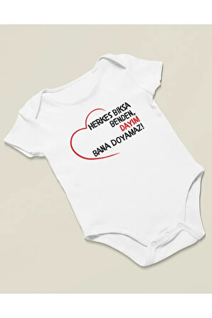 Herkes Bıksa Benden, Dayım Bana Doyamaz ! Yazılı Pamuklu Yumuşak Unisex Çıtçıtlı Body Zıbın