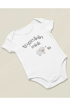 Teyzesinin Minik Kuzusu Yazılı Pamuklu Yumuşak Unisex Çıtçıtlı Body Zıbın