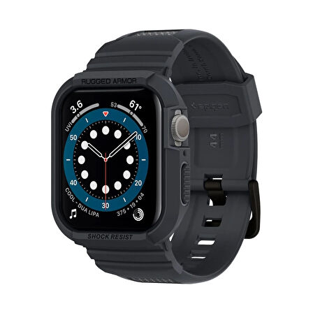 Spigen Apple Watch 45mm (Seri 9/8/7) Kılıf & Kordon Kayış Rugged Armor Pro Charcoal Gray - ACS00819 TEŞHİR 