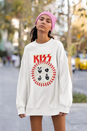 Kiss Rock Metal Müzik Grubu Baskılı Unisex Oversize Sweatshirt