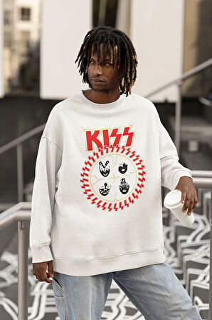 Kiss Rock Metal Müzik Grubu Baskılı Unisex Oversize Sweatshirt