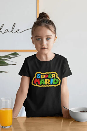 Süper Mario Baskılı Unisex Oyun Çocuk Tişört (1-12 YAŞ)